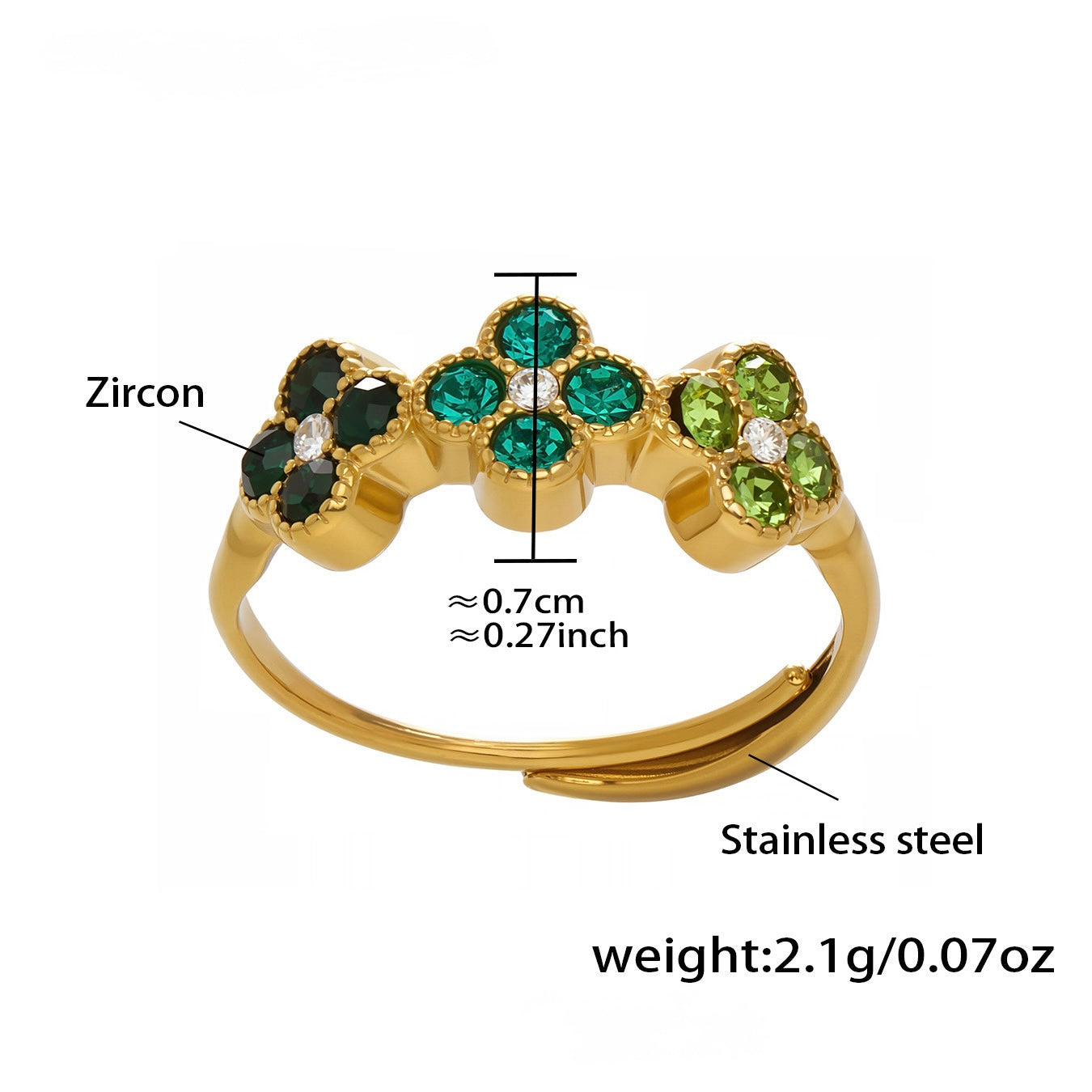 GLANZI Kleeblatt Ring mit Zirkonia