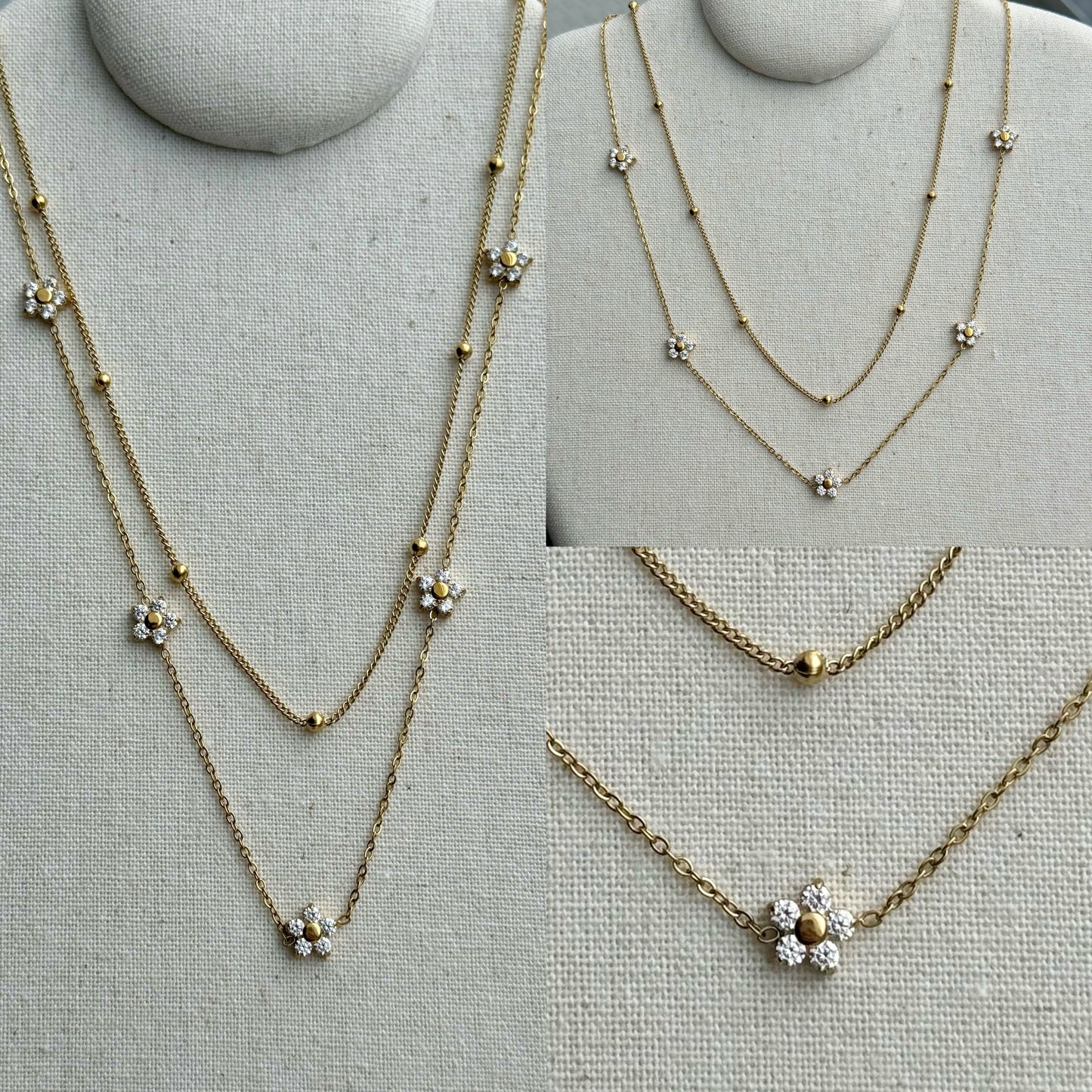 GLANZI Zarte Blumen Halskette und Armband