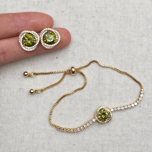 GLANZI Olivgrün– Armband & Ohrstecker
