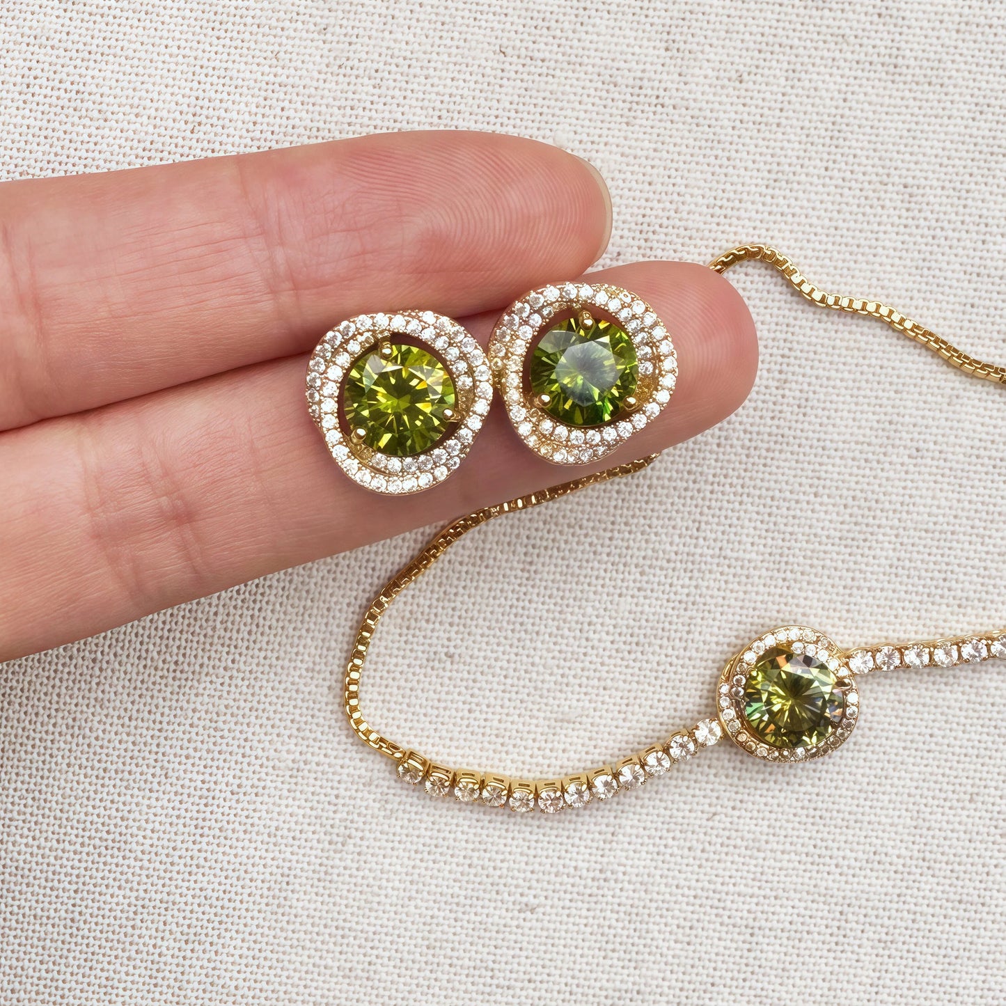 GLANZI Olivgrün– Armband & Ohrstecker