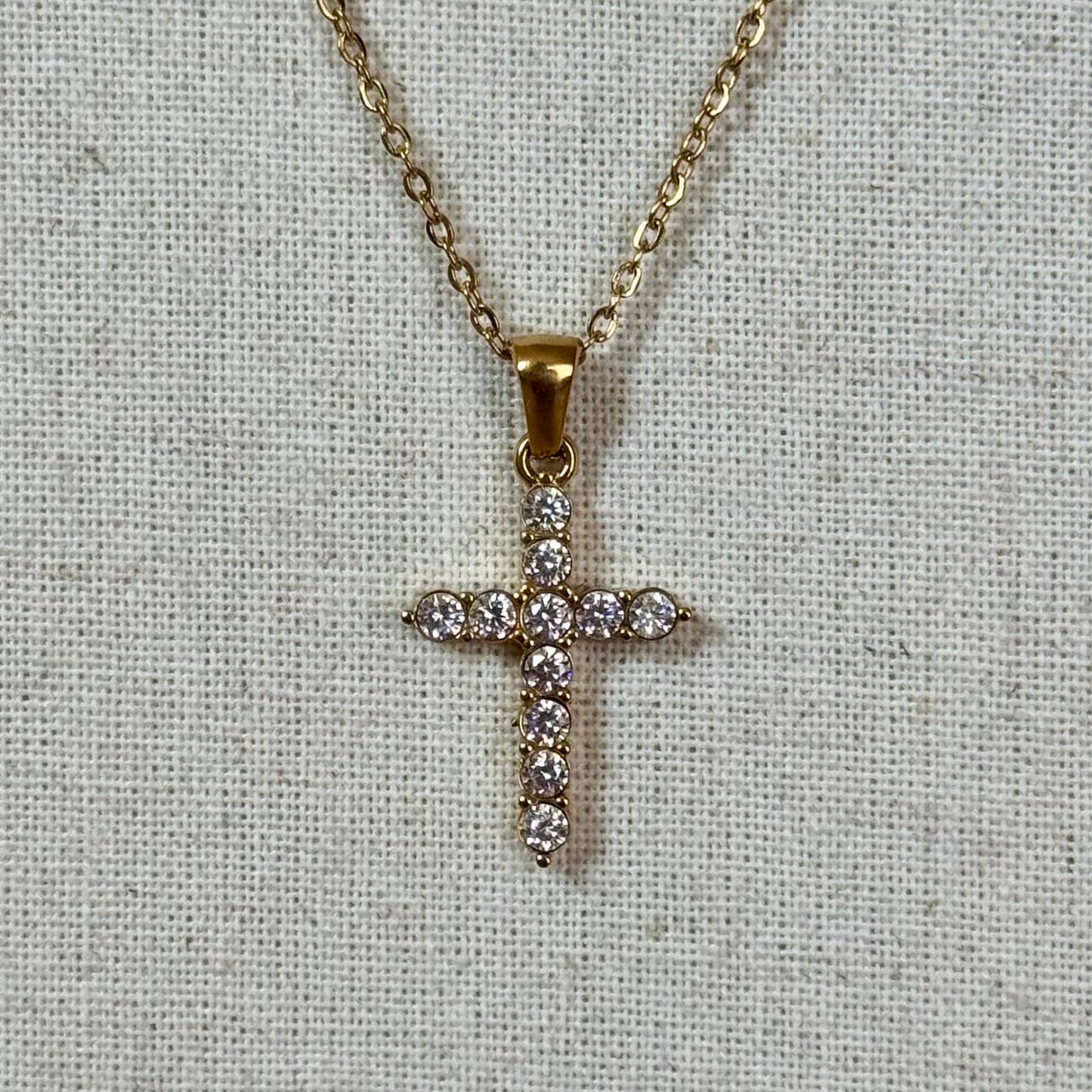 GLANZI Großes Kreuz Halskette mit Zirkonia
