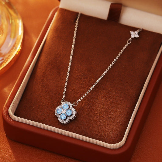 GLANZI Ice Blue Sparkle Set – Kleeblatt Schmuckset