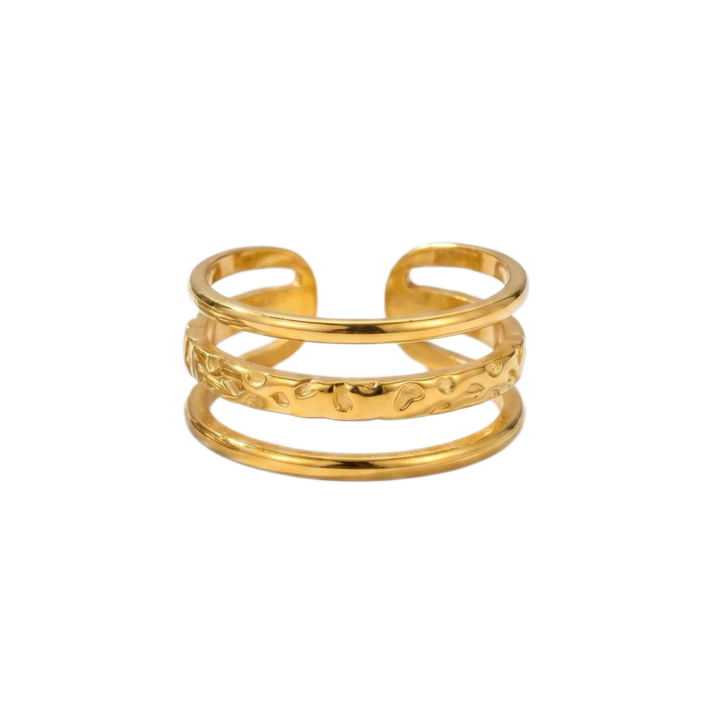 GLANZI Layer Ring – Dreireihiges Design, Edelstahl oder 18K Vergoldet, Verstellbar