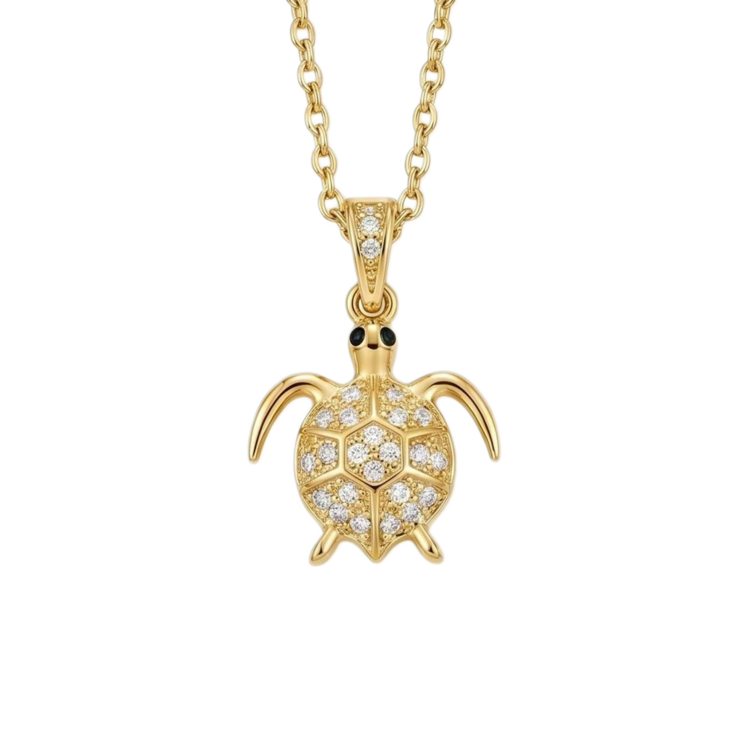 GLANZI Ocean Glow Halskette – Schildkröten Anhänger mit Zirkonia, 18K Vergoldet