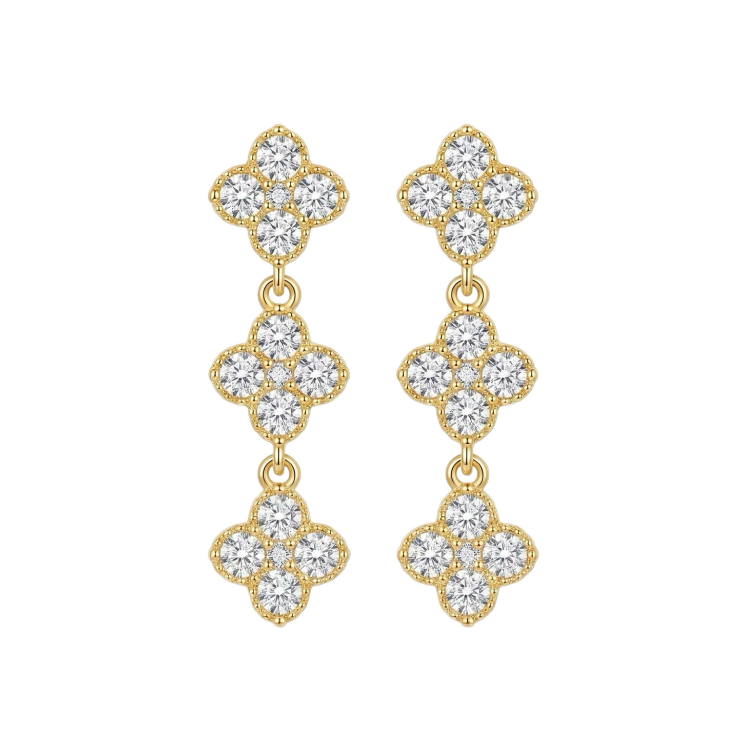 GLANZI Clover Glow Ohrringe – Vierblättrig mit Zirkonia, 18K Vergoldet