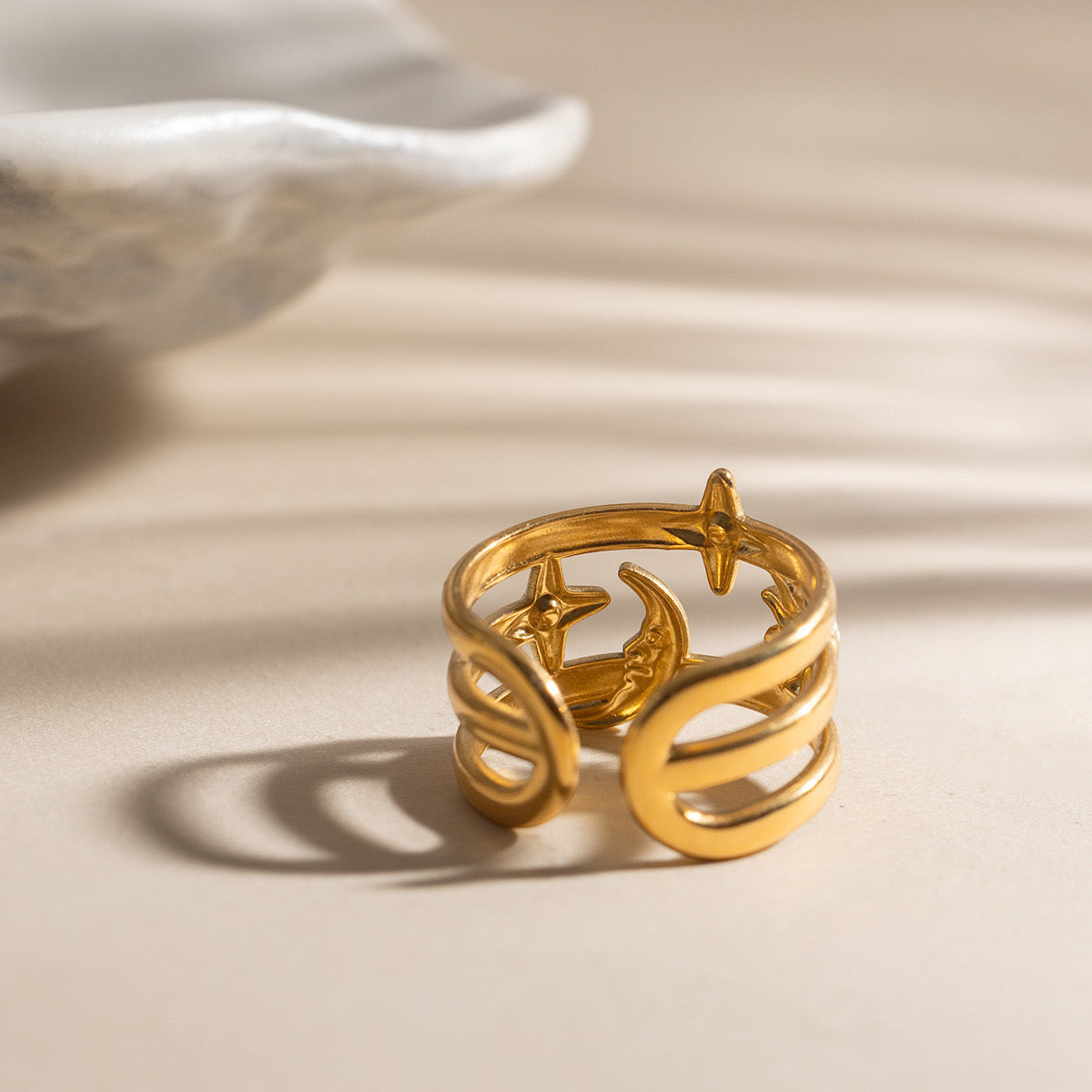 GLANZI Celestial Glow Schmuckset – Sonne, Mond & Stern mit Zirkonia, 18K Vergoldet
