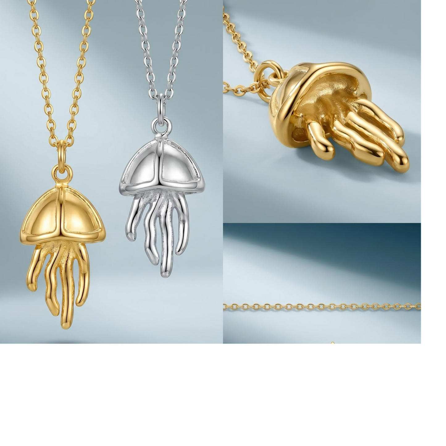 GLANZI Ocean Spirit Halskette – Quallen Anhänger in Gold oder Silber