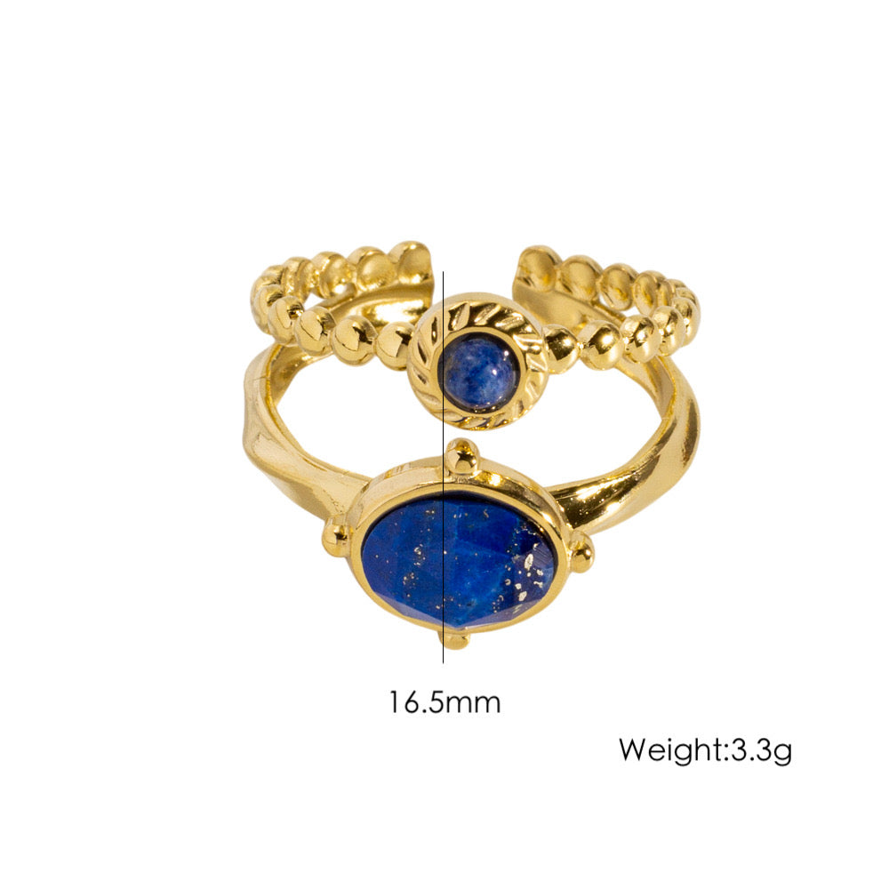 GLANZI Midnight Aura Ring – Doppelring mit Lapislazuli