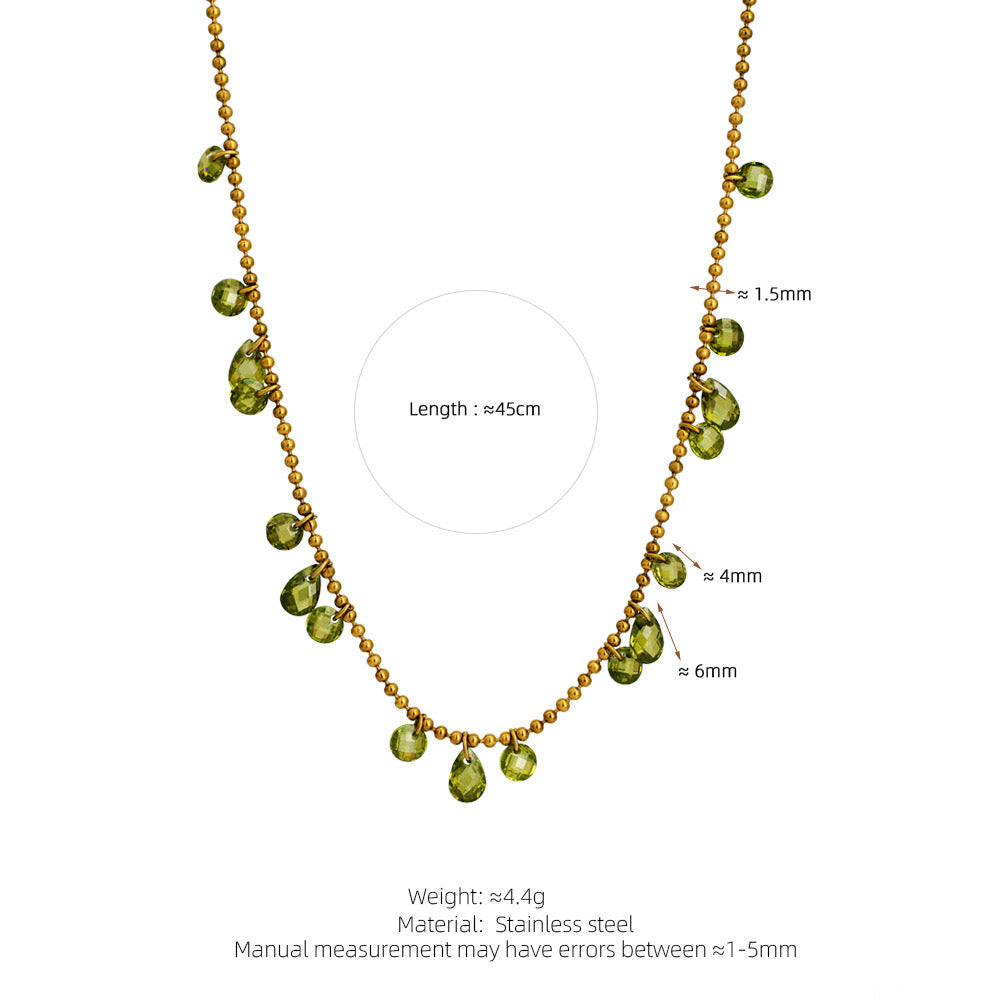 GLANZI Waldlicht Schmuckset - Halskette & Armband mit grünem Zirkonia