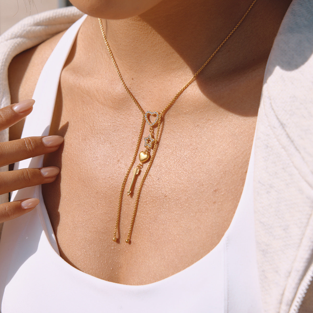 GLANZI Cupid's Arrow Y-Halskette – 18K Vergoldet