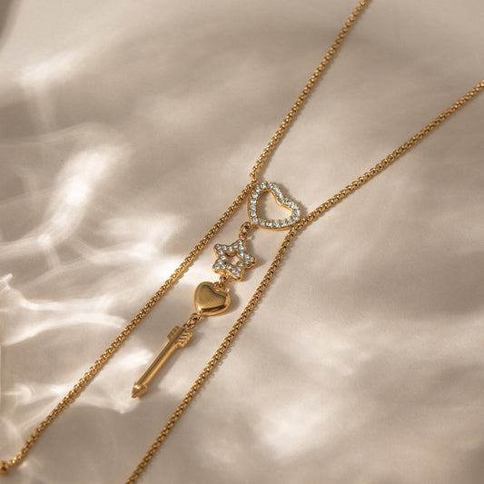 GLANZI Cupid's Arrow Y-Halskette – 18K Vergoldet