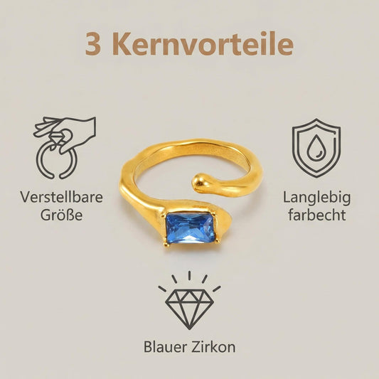 GLANZI Schlangen Ring mit Blauem Zirkonia