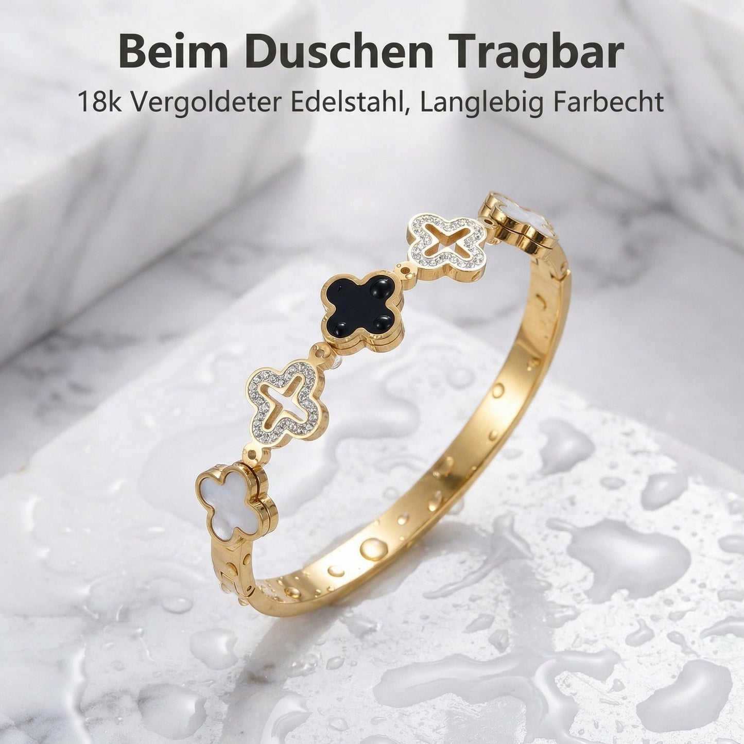 GLANZI Kleeblatt-Armreif – dein eleganter Glücksbringer