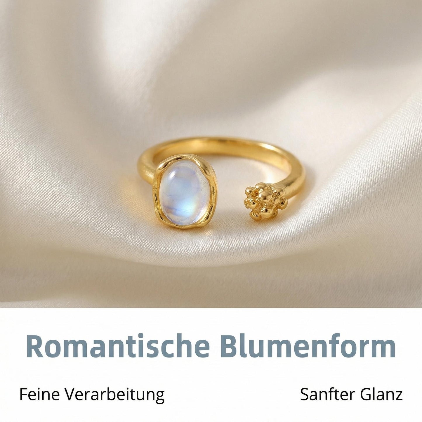 GLANZI Blumen Ring mit Glasstein