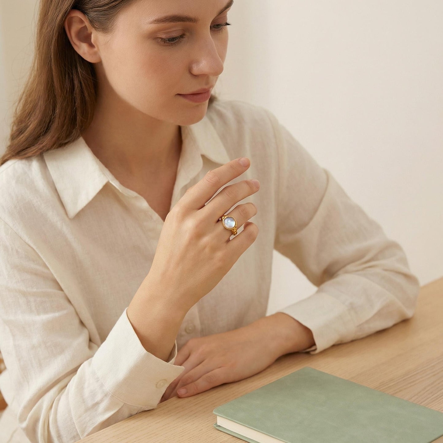 GLANZI Vintage Ring mit Glasstein