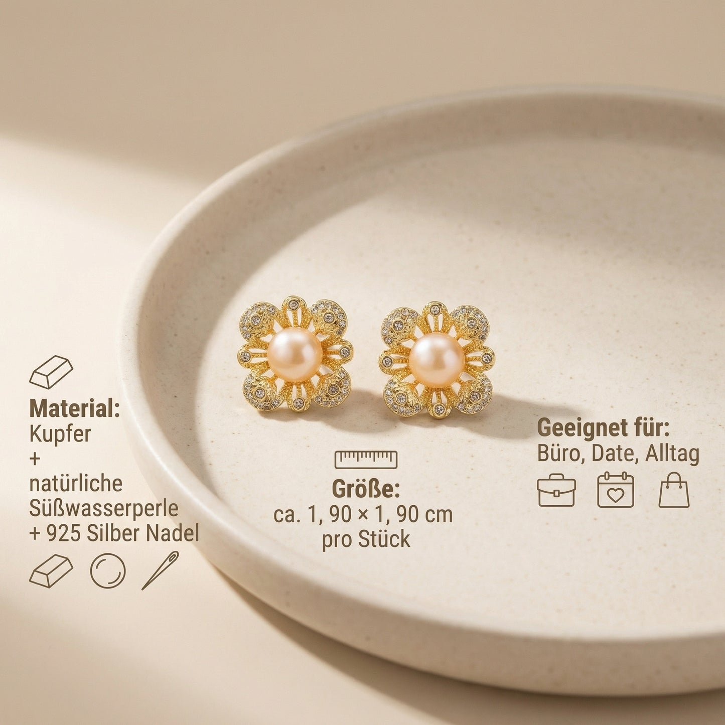 Perlenohrringe mit Blumen-Design