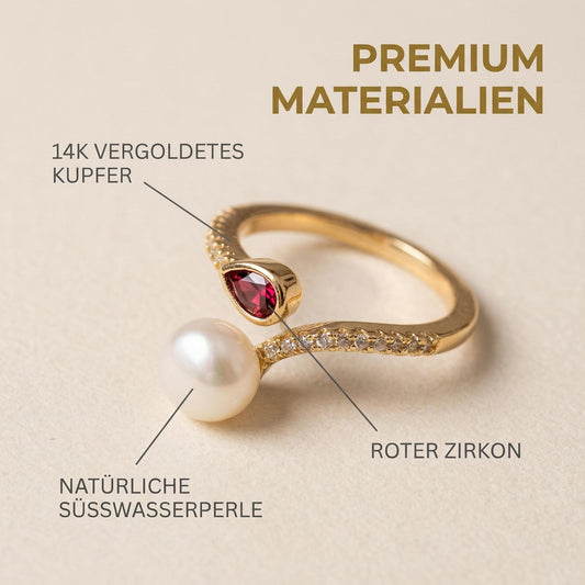 Offener Ring mit Süßwasserperle und Zirkon