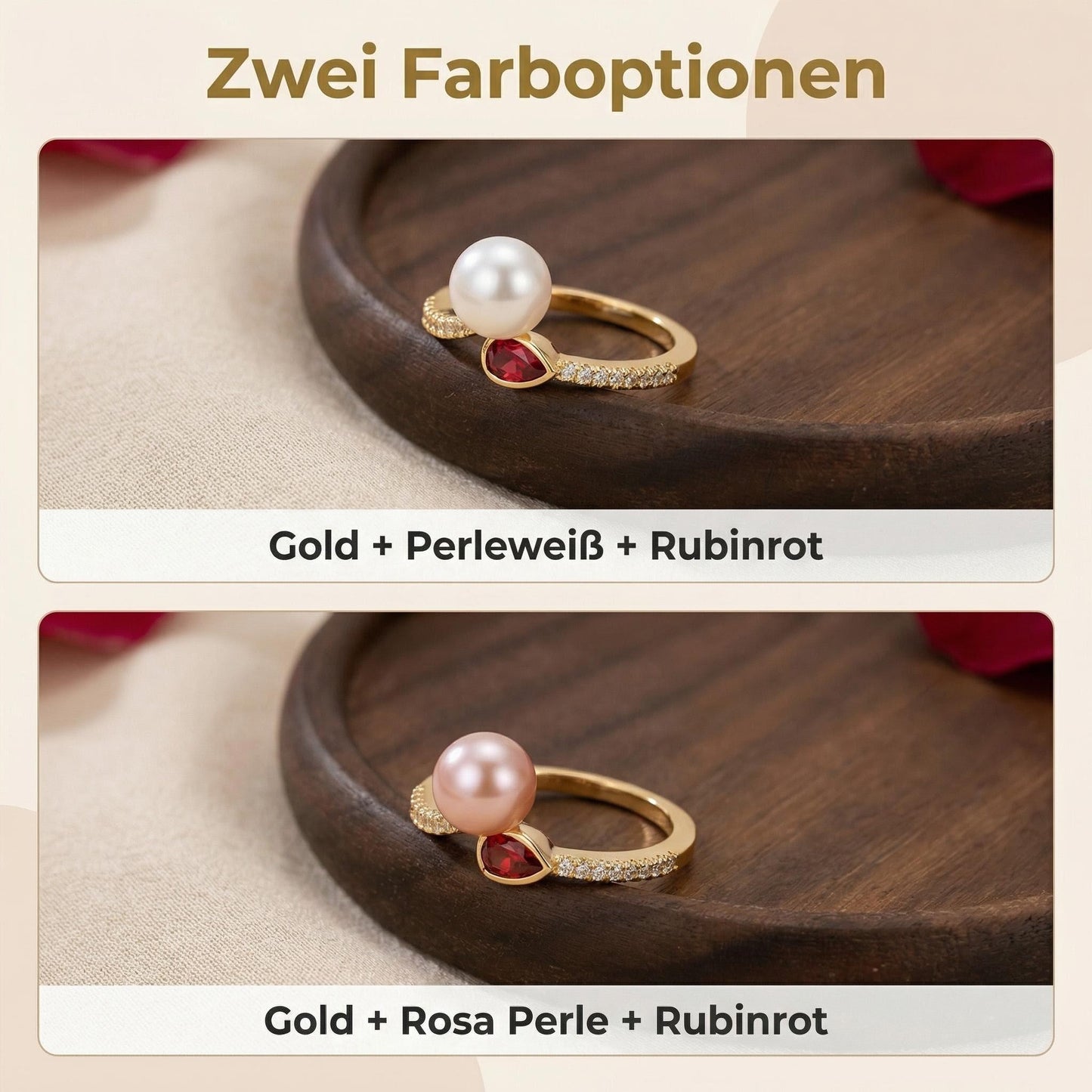 Offener Ring mit Süßwasserperle und Zirkon