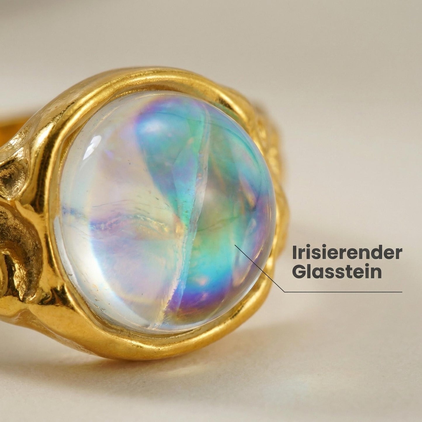 GLANZI Vintage Ring mit Glasstein