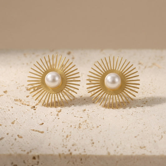 Sonne-Ohrringe mit Perle