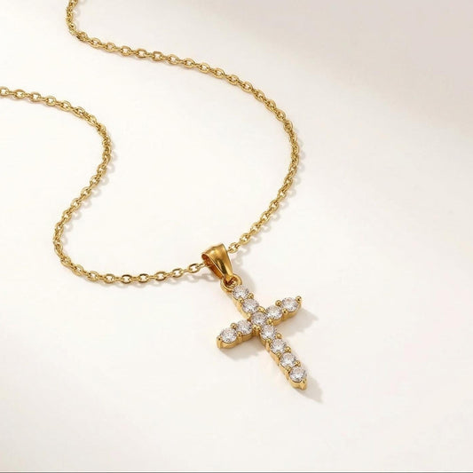 GLANZI Kreuz Halskette mit Zirkonia
