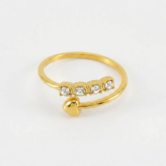 GLANZI Nagel Ring mit Herz & Zirkonia