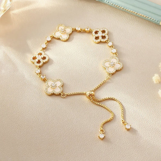 GLANZI Kleeblatt-Armband – ultra glänzend mit Zirkonia 💎🍀 in Gold, Silber & Rosé