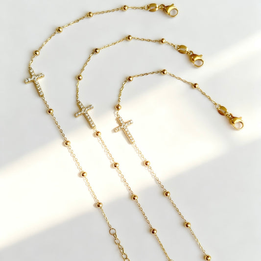 GLANZI Kreuz Armband mit Zirkonia