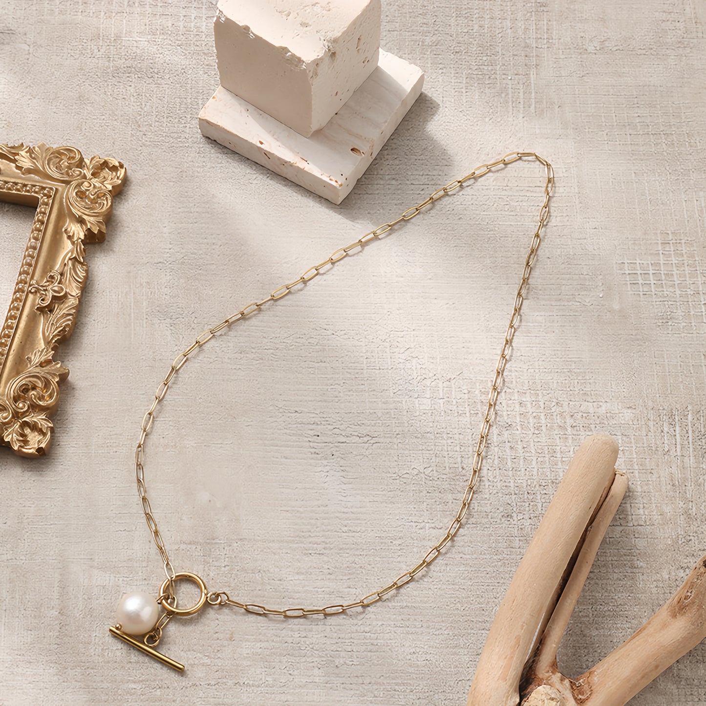 GLANZI Pearl Essence Halskette – Süßwasserperle mit OT-Verschluss, 18K Vergoldet
