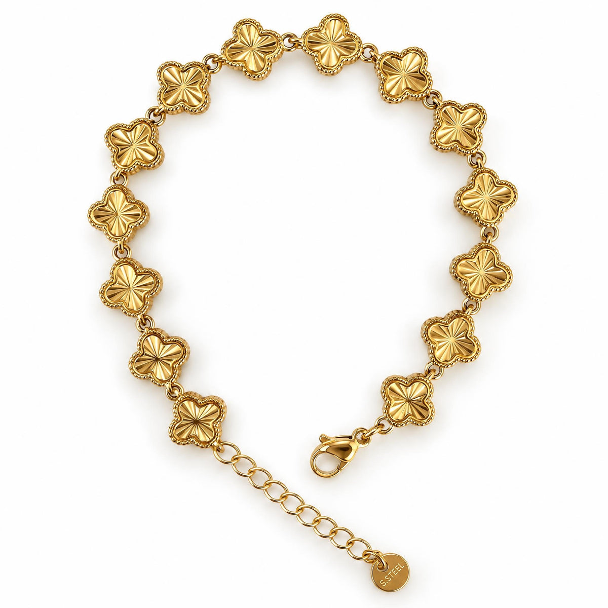 GLANZI Cloverline Armband – Lasergeschnittenes Kleeblattdesign aus Edelstahl