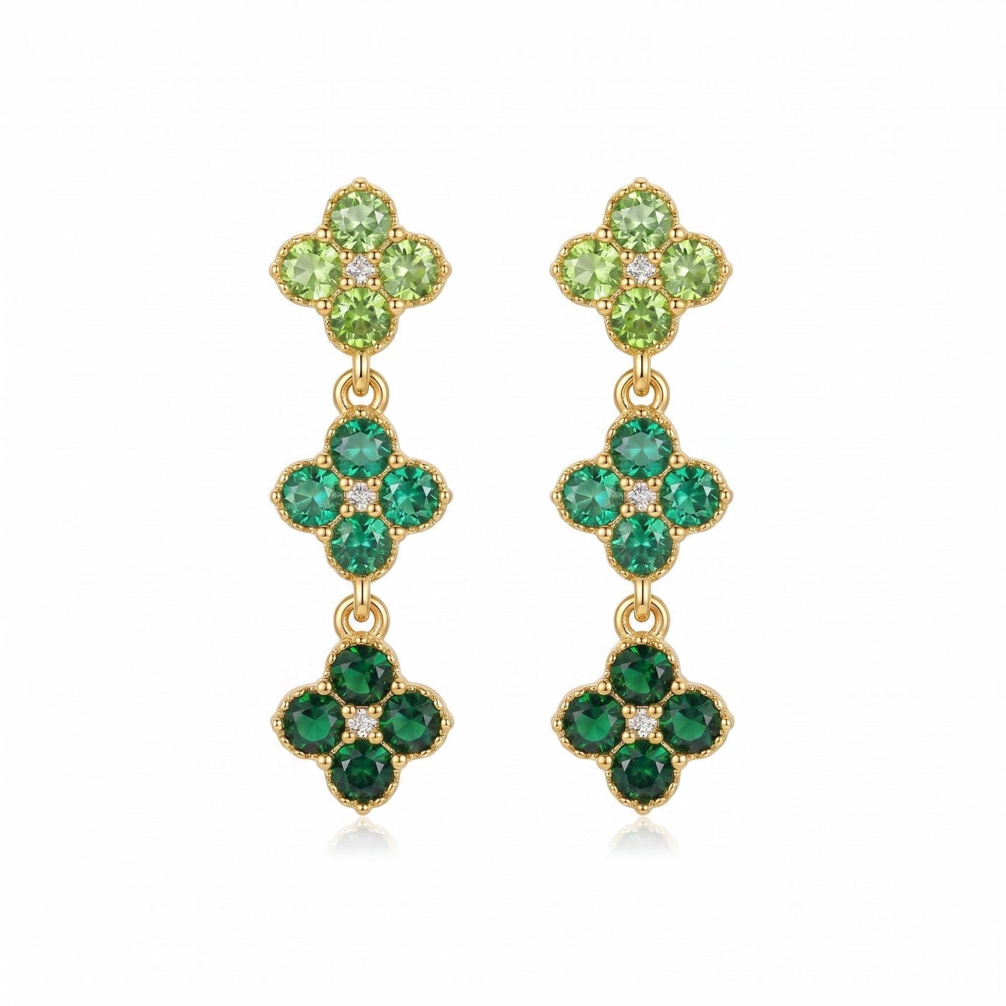 GLANZI Clover Glow Ohrringe – Vierblättrig mit Zirkonia, 18K Vergoldet