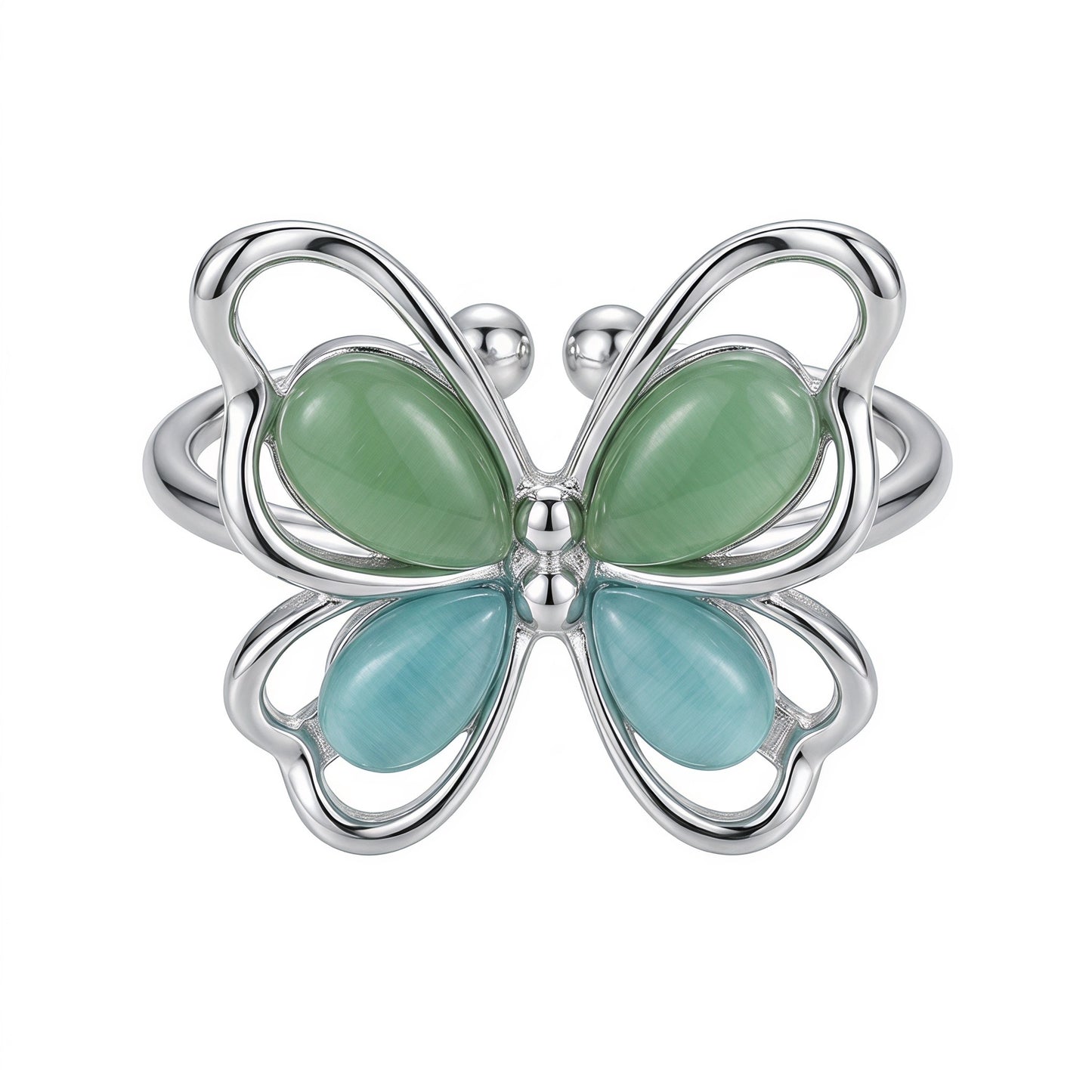 GLANZI Butterfly Whisper Ring – Katzenaugenstein, Verstellbar