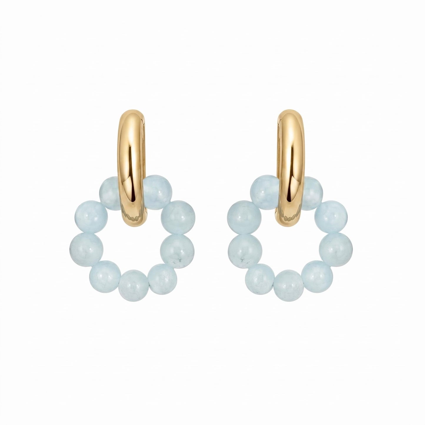 GLANZI Aqua Orbit Ohrringe – Versetzte Ringe mit Aquamarin