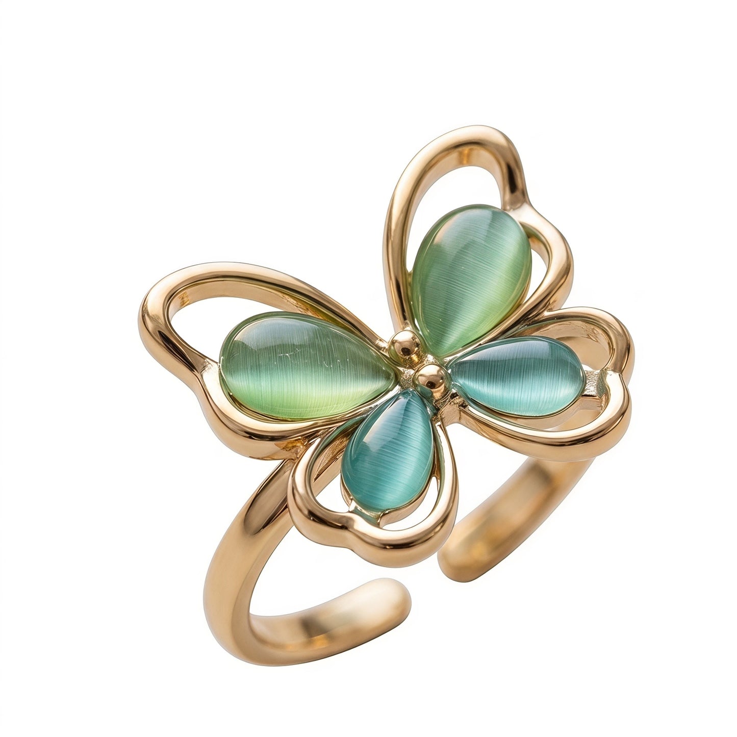GLANZI Butterfly Whisper Ring – Katzenaugenstein, Verstellbar