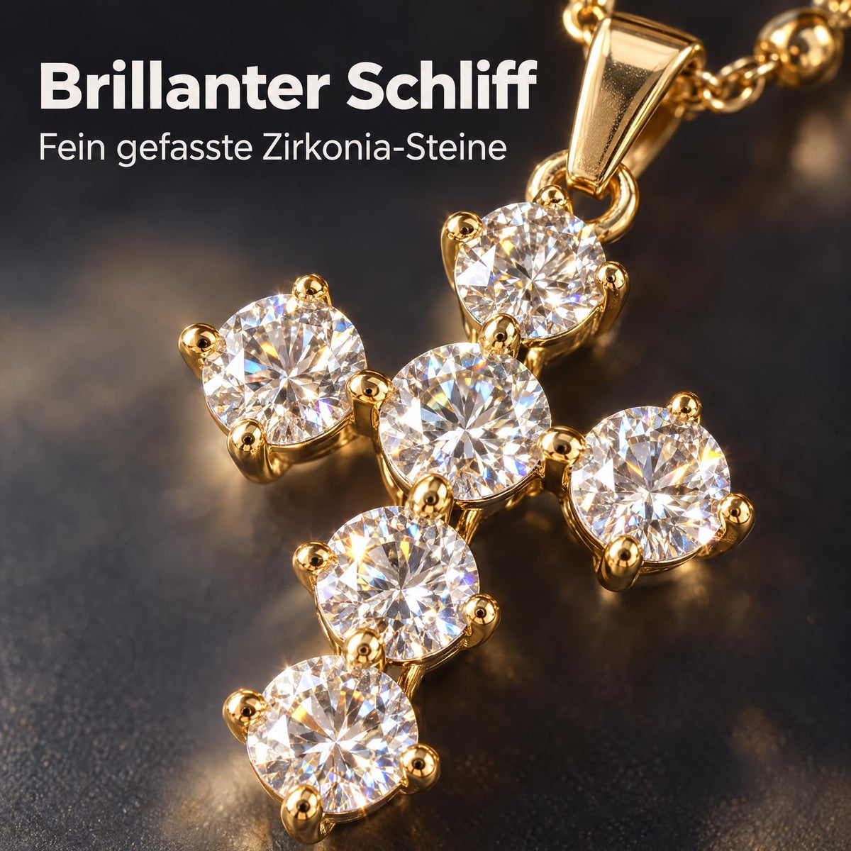 GLANZI Divine Spark Halskette – Funkelndes Kreuz mit Zirkonia