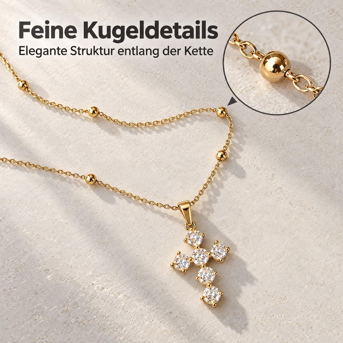 GLANZI Divine Spark Halskette – Funkelndes Kreuz mit Zirkonia
