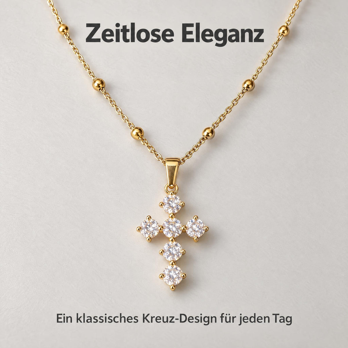 GLANZI Divine Spark Halskette – Funkelndes Kreuz mit Zirkonia