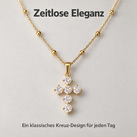 GLANZI Divine Spark Halskette – Funkelndes Kreuz mit Zirkonia