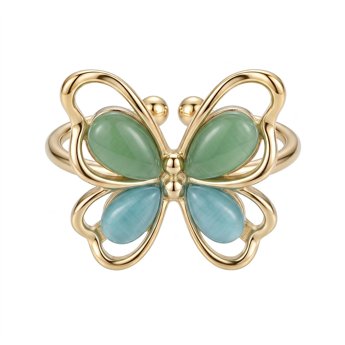 GLANZI Butterfly Whisper Ring – Katzenaugenstein, Verstellbar