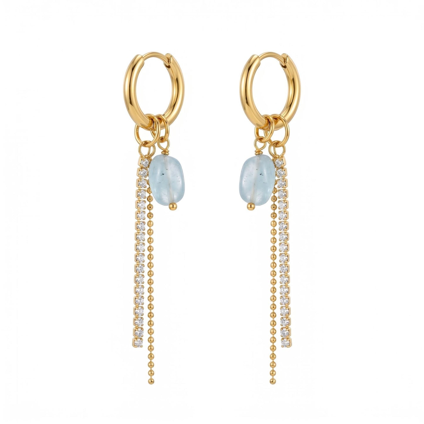 GLANZI Aura Tassel Ohrringe – Perle, Aquamarin oder Amethyst