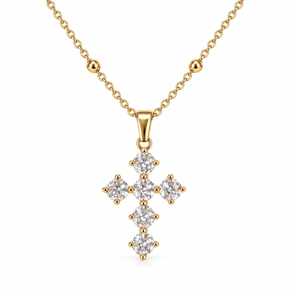 GLANZI Divine Spark Halskette – Funkelndes Kreuz mit Zirkonia